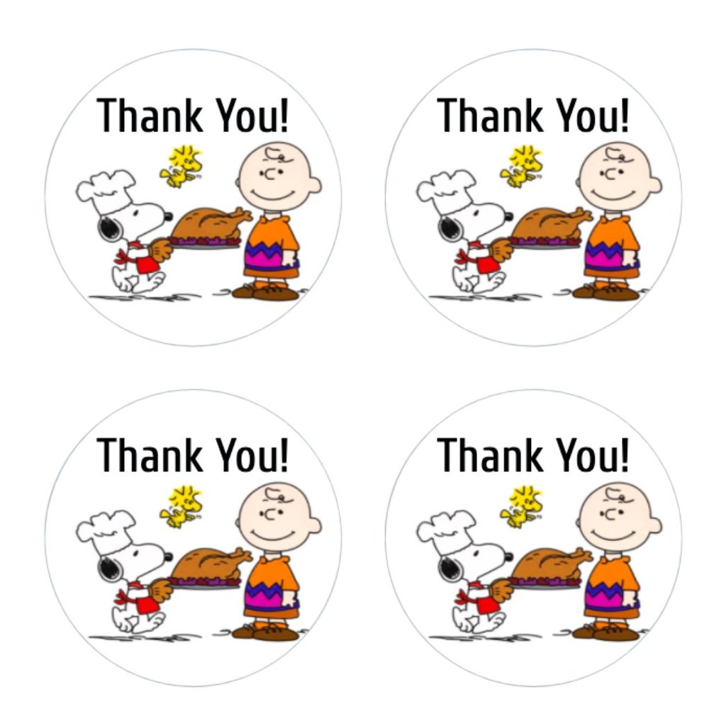 Thank You Stickers Charlie Brown Snoopy Fall Label